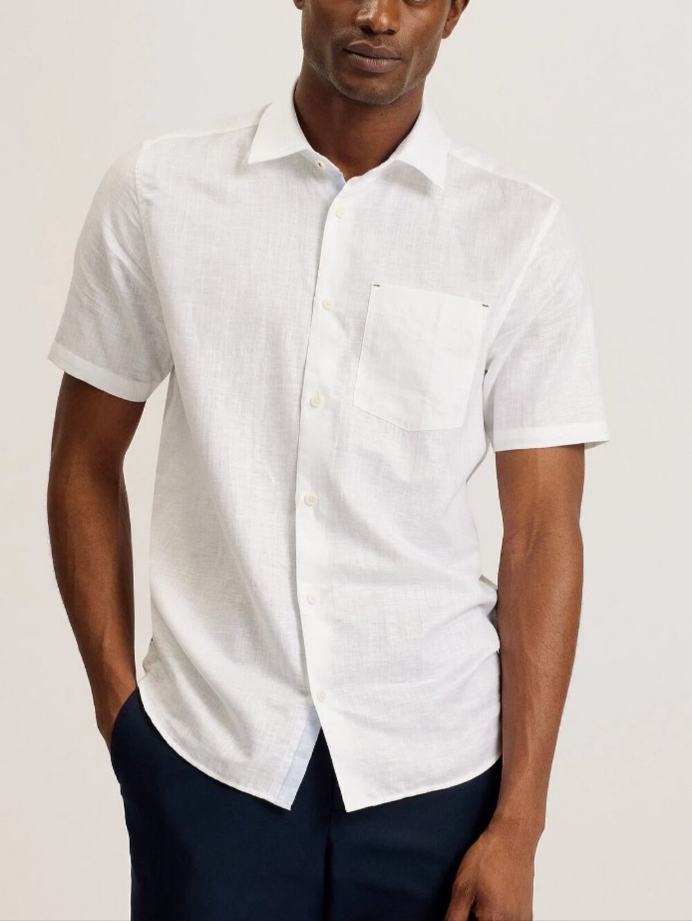 Ted Baker Palomas Short Sleeve Textured Linen Cotton Shirt 4 Large NWT Collared